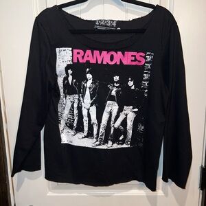 Ramones Black Graphic Long Sleeve Sweatshirt with Pink Logo